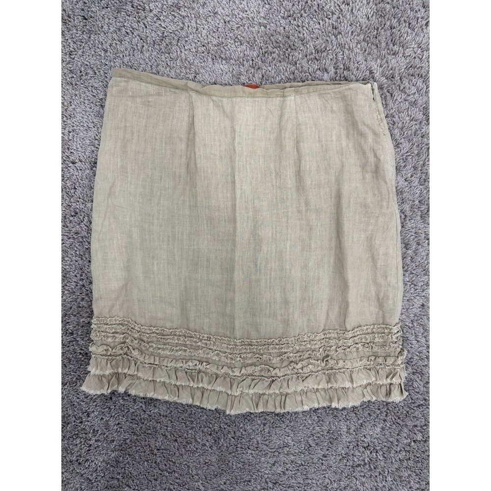 Women's Tommy Bahama Relax Linen Ruffle Edge Skirt Khaki Size 10